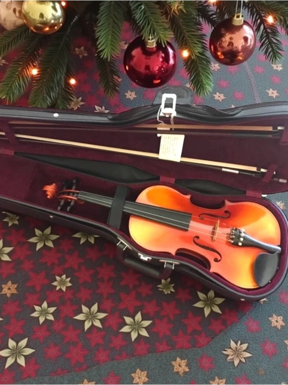 VIOLIN SUZUKI #220/#202 GLASSER HORSEHAIR BOW with CARRY CASE LIKE NEW